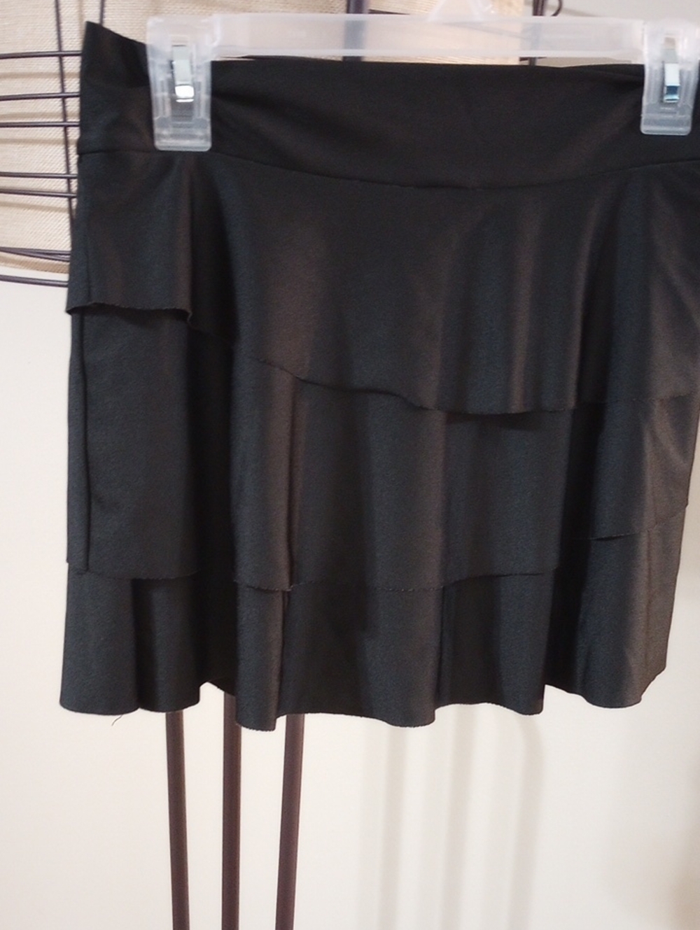 Women's Black Tiered Ruffle Mini Skirt